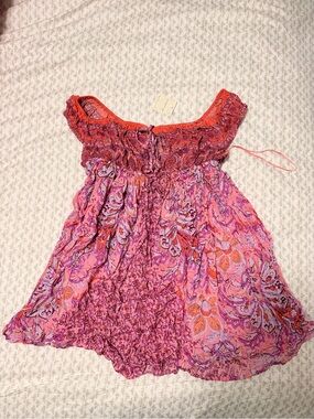 Pink & Orange Shoulder Mini Dress Intimately Free People